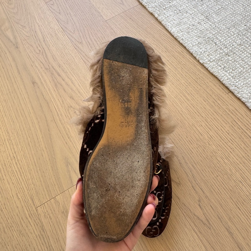 Gucci Brown Fur Lined Loafers - Picture 7 of 7